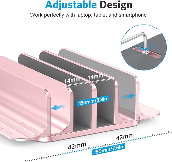OMOTON Vertical Laptop Stand, Double Desktop Stand Holder - Image 4
