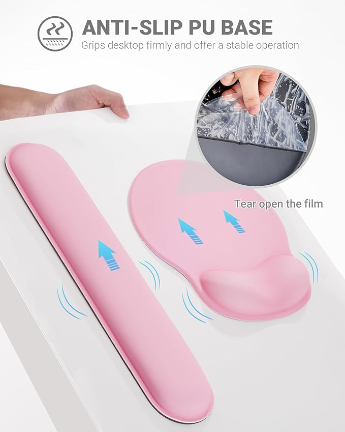 Ergonomic Mouse Pad Wrist Support Set, Memory Foam Keyboard Wrist Rest Set - Image 4