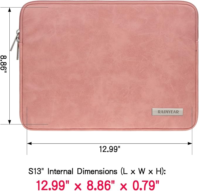 RAINYEAR 13 Inch Laptop Sleeve PU Suede Leather Case Water Resistant Cover - Image 3