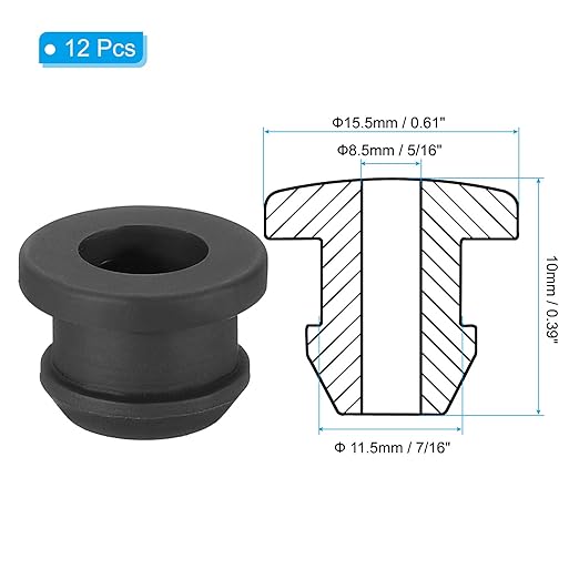 PATIKIL 11.5mm / 7/16 Inch Drill Hole, 5/16 Inch ID Rubber Grommets - Image 2