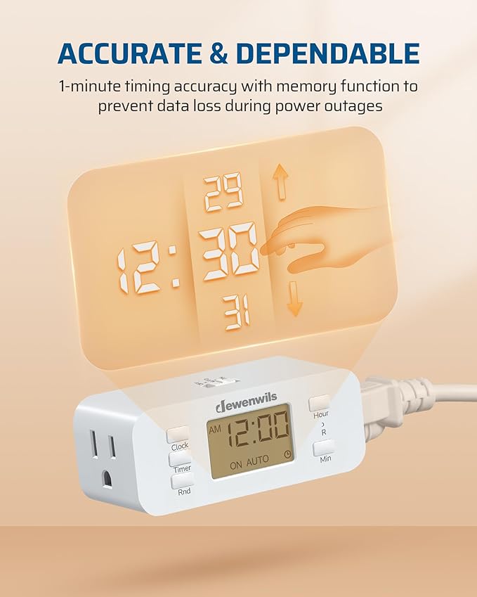 DEWENWILS 24 Hour Programmable Digital Timer Outlet, 2 Pack Timers - Image 5