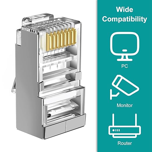 100-Pack Cat 6 Pass Through Shielded RJ45 Connectors - Image 5