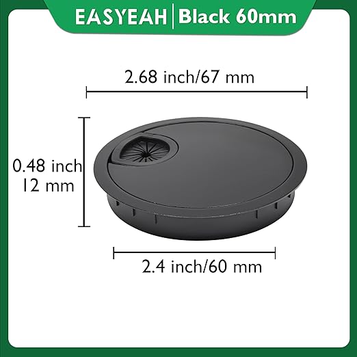 2 Pcs Desk Grommet 2-3/8" / 60 mm, Desk Cord Hole Cover, Cable Grommet Metal - Image 8