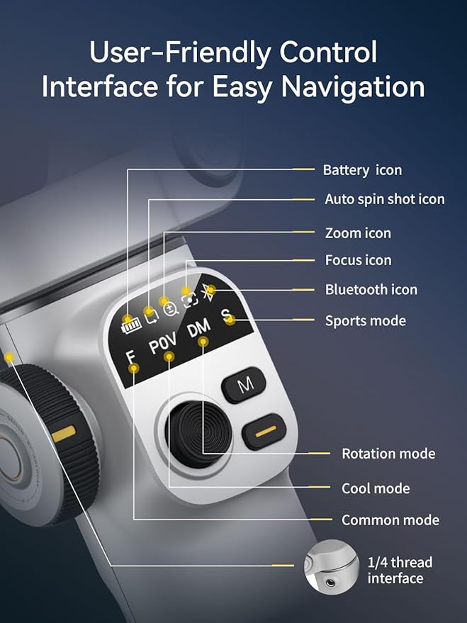 Gimbal Stabilizer for iPhone w/RGB Magnetic Fill Light, Foldable Gimbal w/7.8' - Image 8