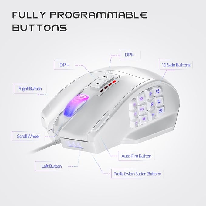 UtechSmart Venus Gaming Mouse RGB Wired, 16400 DPI High Precision Laser - Image 4