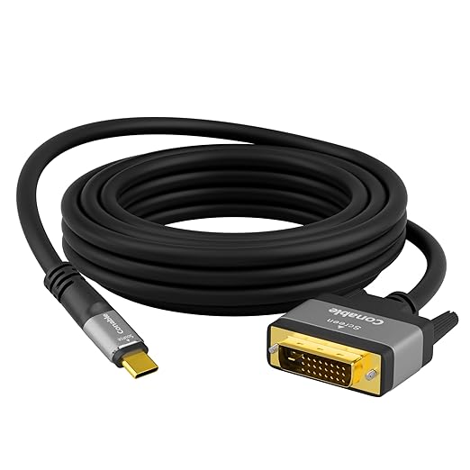 4K USB C to DVI Cable 4 FT, USB Type-C to DVI-D Adapter Cord, Compatible by Conable