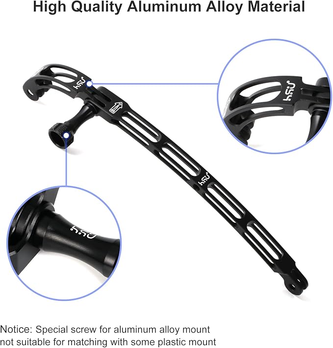 HSU Aluminum Alloy Curved Extension Arm Kit Metal Pole Mount Helmet Stick - Image 3