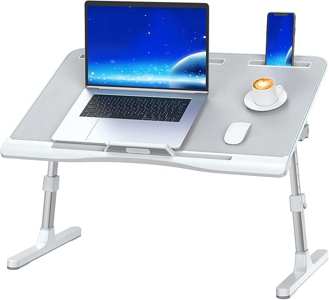 Laptop Bed Desk with Adjustable Heights and Angles, Upgraded-Sturdy Foldable - Image 8
