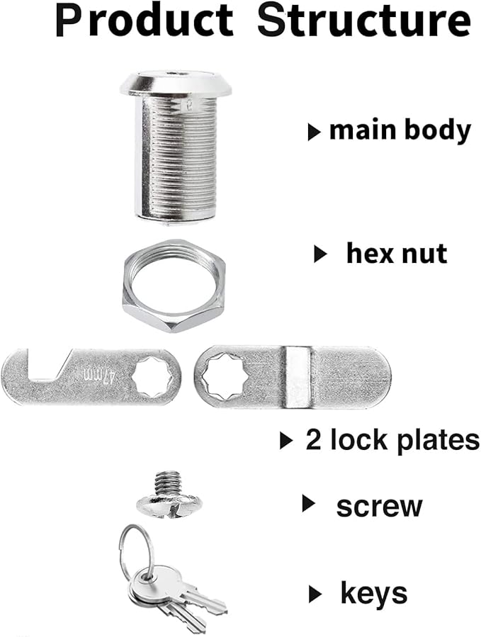 Cam Locks Keyed Alike, Secure File Drawer Mailbox RV Storage Replacement Set - Image 2