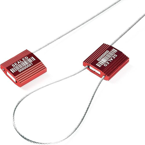 100 Red Steel Cable Seals With Barcode by LeadSeals