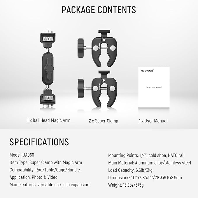 NEEWER Double Super Clamp Camera Mount - Image 8