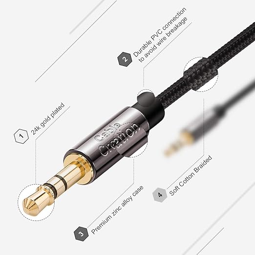 CableCreation 3.5mm Audio Cable 1.5FT/0.45M, 3.5mm Right Angle Male to Male - Image 2