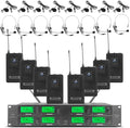 WENWEN Wireless Microphone System UHF 8 Channel 8 Lavalier Bodypacks 8 Lapel by WENWEN
