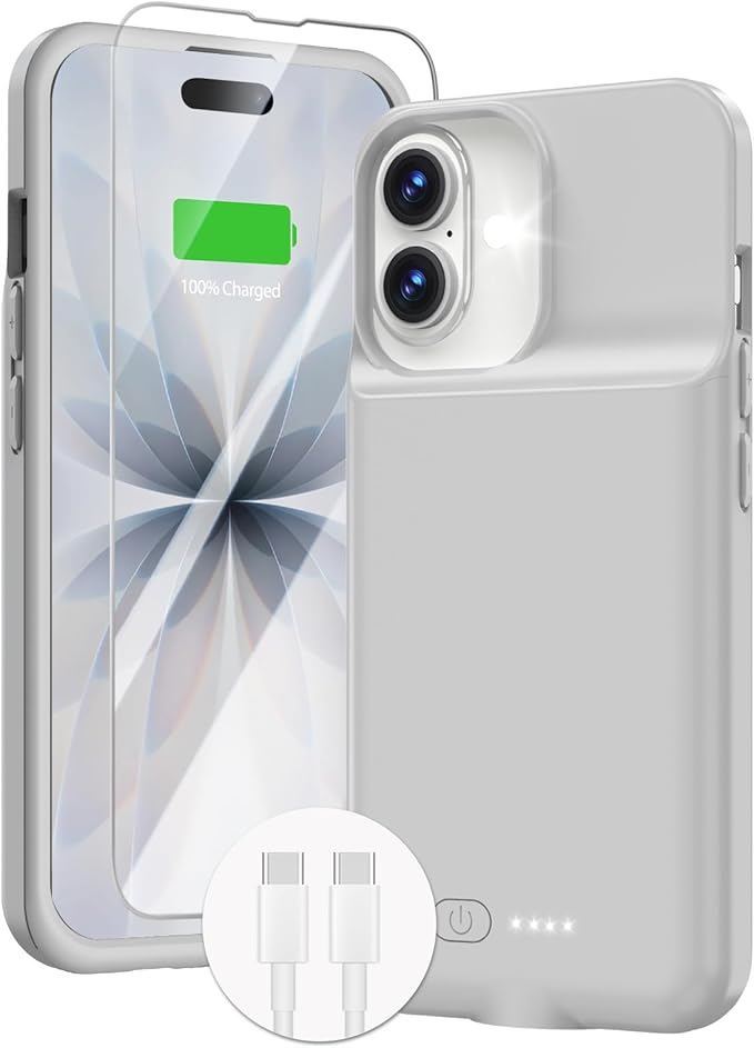 GIN FOXI Battery Case for iPhone 17, Charging Case Charger 8500mAh Ultra-Slim by GINFOXI