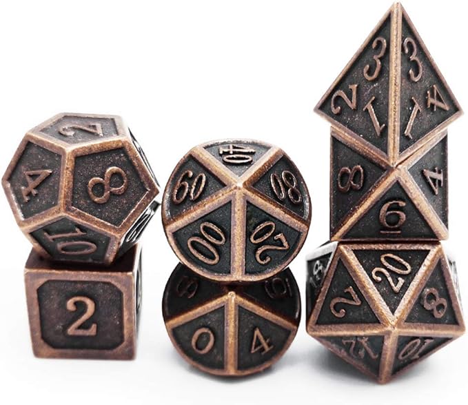Haxtec Antique Copper Metal DND Dice Set 7 Die Polyhedral D&D Dice Compatible - Image 5