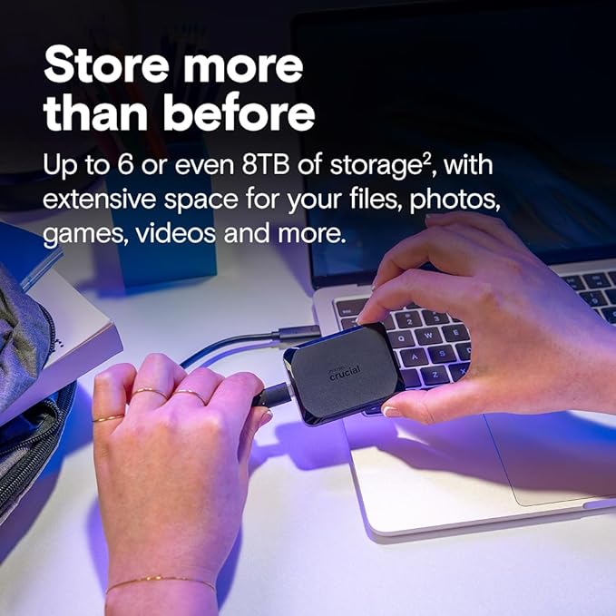 Crucial X10 2TB Portable SSD, USB 3.2 USB-C, External Solid State Drive - Image 2