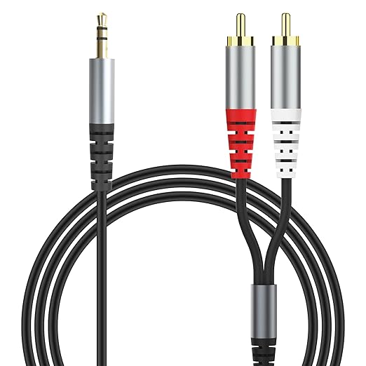 RCA to 3.5mm AUX Cable, 3.5mm 1/8 to RCA 2-Male Headphone Jack Adapter Y by HIEbee