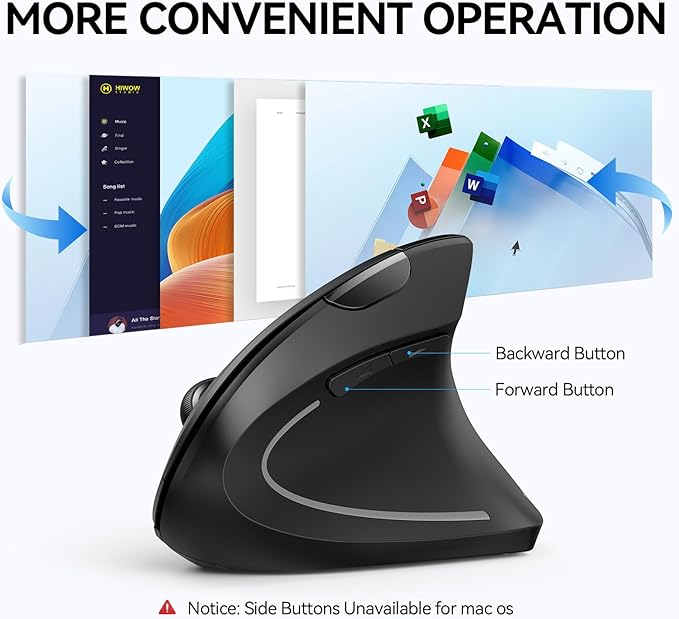 TECKNET Ergonomic Mouse, Wireless Bluetooth Vertical Mouse, 4800 DPI Optical - Image 6