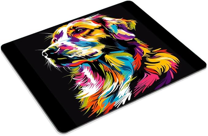 Square Mouse Pad Colorful Dog Portrait-1, Gaming Mouse Pads - Image 2