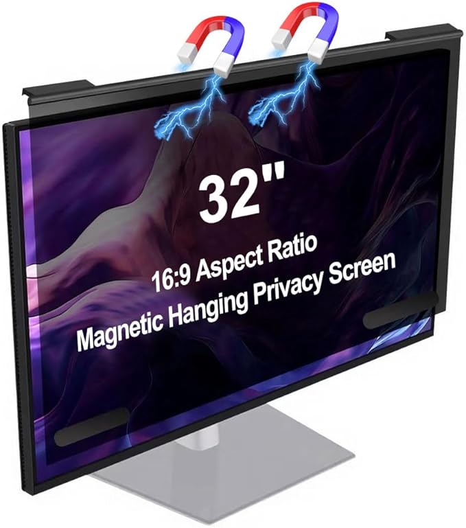 Magnetic Hanging Computer Privacy Screen 32 Inch, Removable Privacy Shield by Unknown