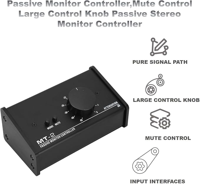 Passive Monitor Controller, Mute Control Large Control Knob Passive Stereo - Image 2