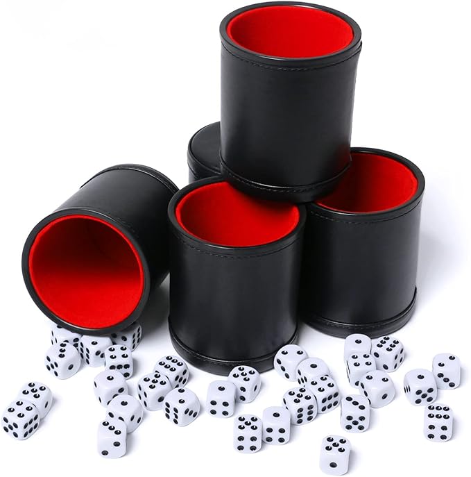 Leatherette Dice Cup Set Red Felt Lined Shaker by TOPTAN