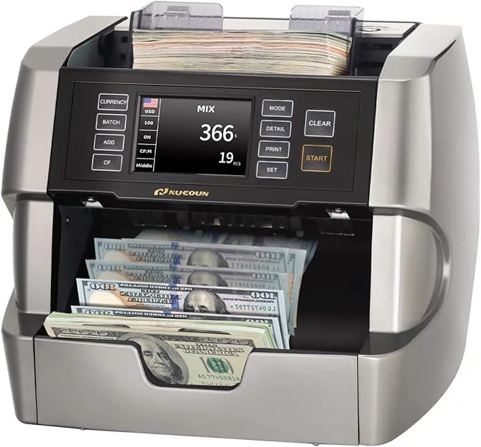 NUCOUN VC-7 Bank Grade Money Counter Machine Mixed Denomination, Value Counting by NUCOUN