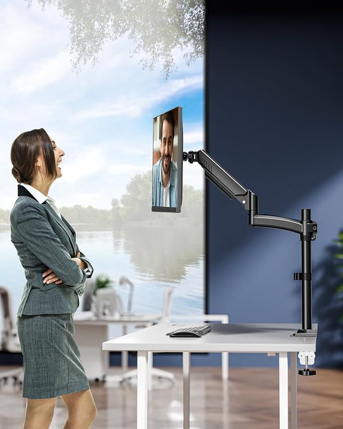 Single Monitor Mount Holds Max 22lbs, 13-32 inch Monitor Desk Mount, Height - Image 8