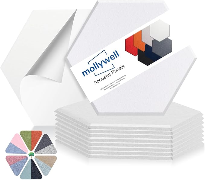 Mollywell Hexagon Acoustic Panels, High Density, Soundproofing, Decorative by Mollywell