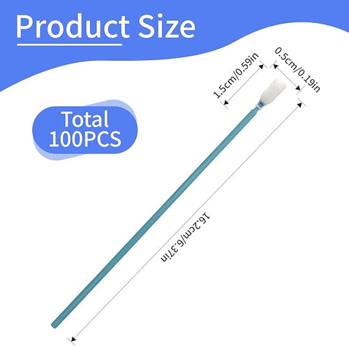 100 Pcs Solvent Resistant Professional Lint Free Swabs, 6.37" Long Handle Foam - Image 2