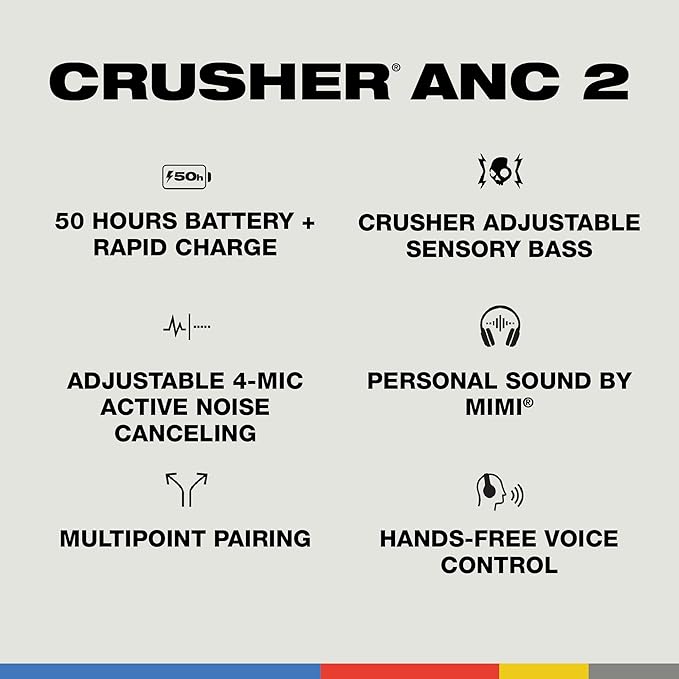 Skullcandy Crusher ANC 2 Over-Ear Noise Canceling Wireless Headphones - Image 4