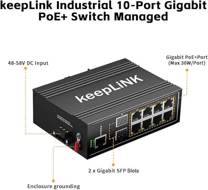 10-Port Industrial Gigabit PoE Switch, Managed - Image 2