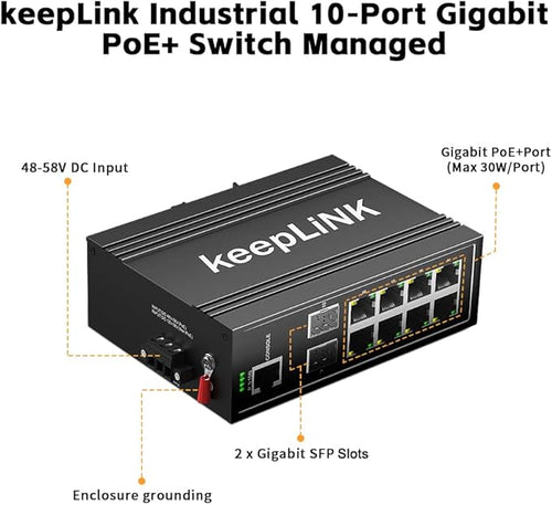 10-Port Industrial Gigabit PoE Switch, Managed - Image 2