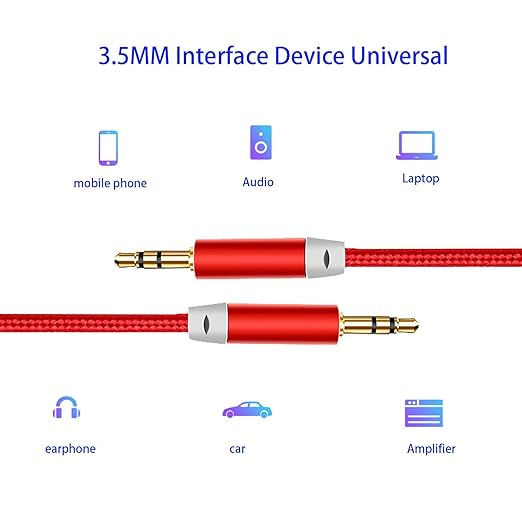 3.5mm Nylon Braided Stereo Audio Cable, 4.9ft/1.5m Male to Male Aux Cord Audio - Image 3