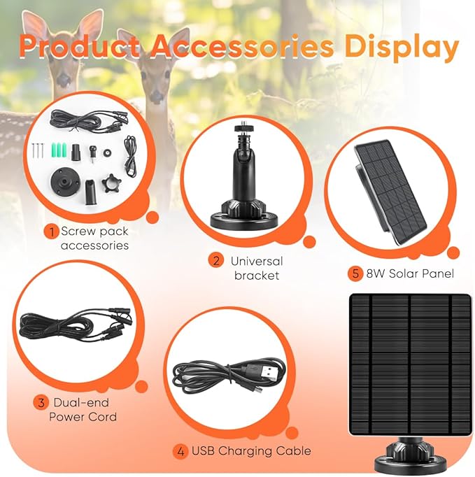 Solar Panel for Trail Camera, 6W Solar Kit Build-in 5000mAh Rechargeable Battery - Image 5