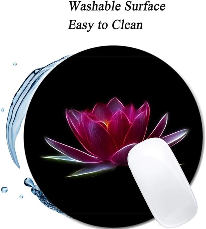 Lotus Flower Water Plant Mouse Pad Round Non-Slip Rubber Mousepad Laptop Office - Image 3