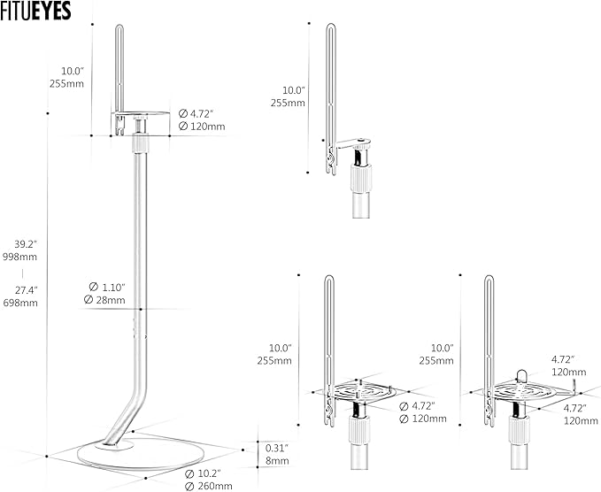 FITUEYES Design Universal Speaker Stand, Adjustable Height Speaker Stands Pair - Image 9