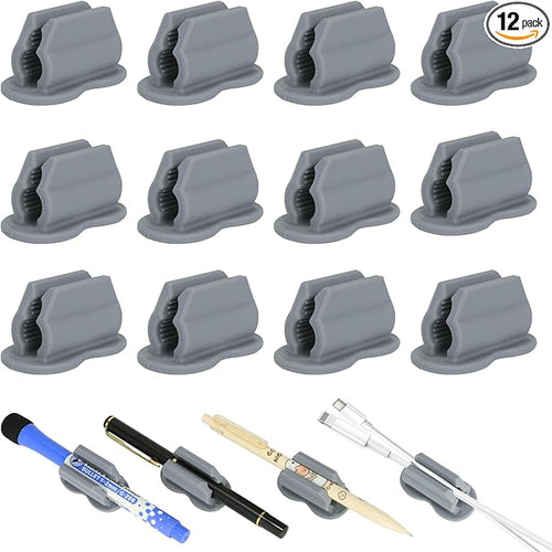 12PCS Pen Holder for Desk, Upgraded Adhesive Pen Pencil Holder for Desk Wall by Biottro