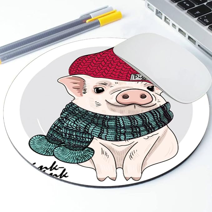 Cute Pig Round Mouse pad Customized Mousepad Non-Slip Rubber Base Mouse Pads - Image 2