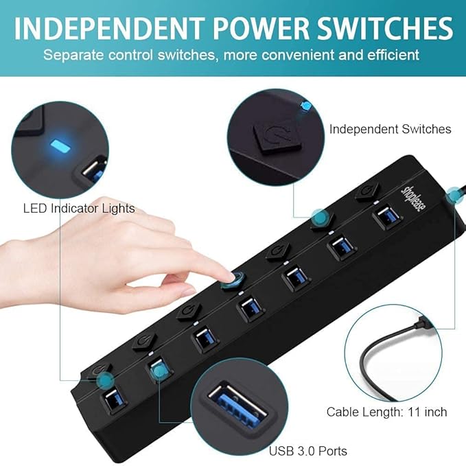 USB 3.0 Splitter, 7-Port USB 3.0 Hub - Image 3