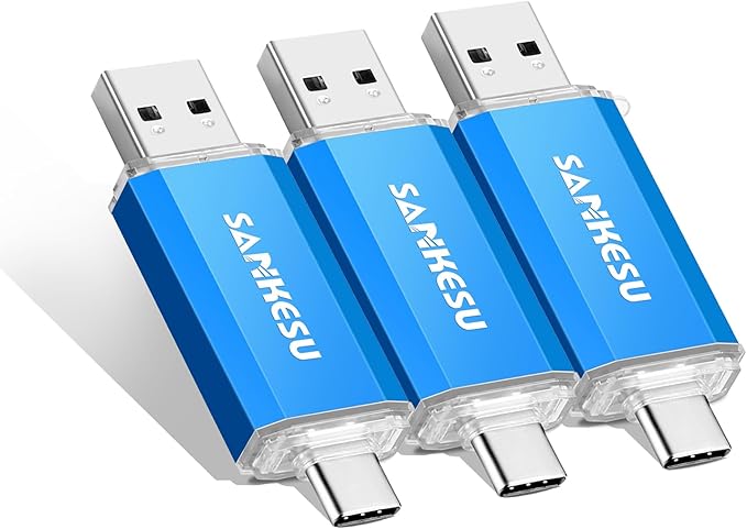 128GB 3 Pack 2-in-1 USB C Flash Drive USB-A+Type-C 3.1 Dual Drive OTG, Speed Up by SANKESU