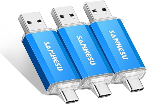 128GB 3 Pack 2-in-1 USB C Flash Drive USB-A+Type-C 3.1 Dual Drive OTG, Speed Up by SANKESU