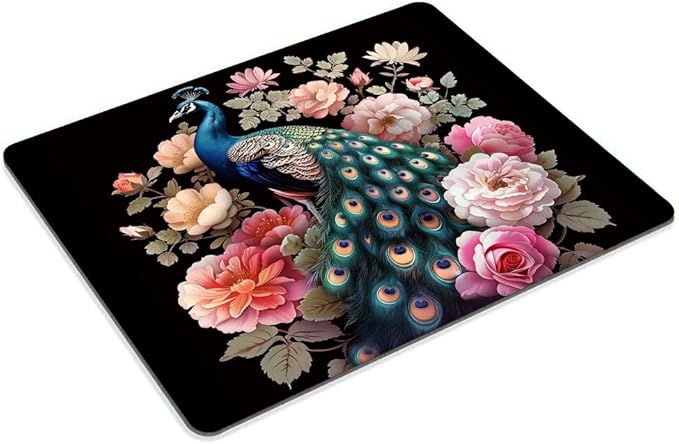 Square Mouse Pad Colorful Peacock - Image 2