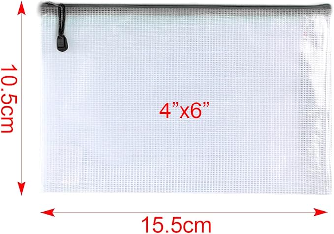 Oaimyy-4 x 6-20 Pcs-Plastic Mesh Zipper Pouch Document Folders Bag Zip File Bags - Image 2