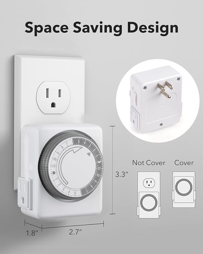 HBN Outlet Timer for Electrical Outlets Indoor, 24 Hour Mechanical Light Timers - Image 6