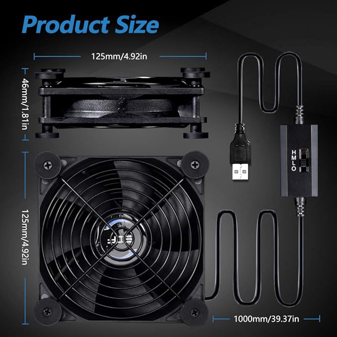 USB 120mm Quiet Fan, 5V USB Portable Cooling Fan - Image 3