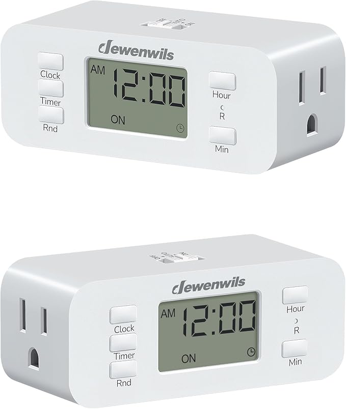 DEWENWILS 24 Hour Programmable Digital Timer Outlet, 2 Pack Timers by DEWENWILS