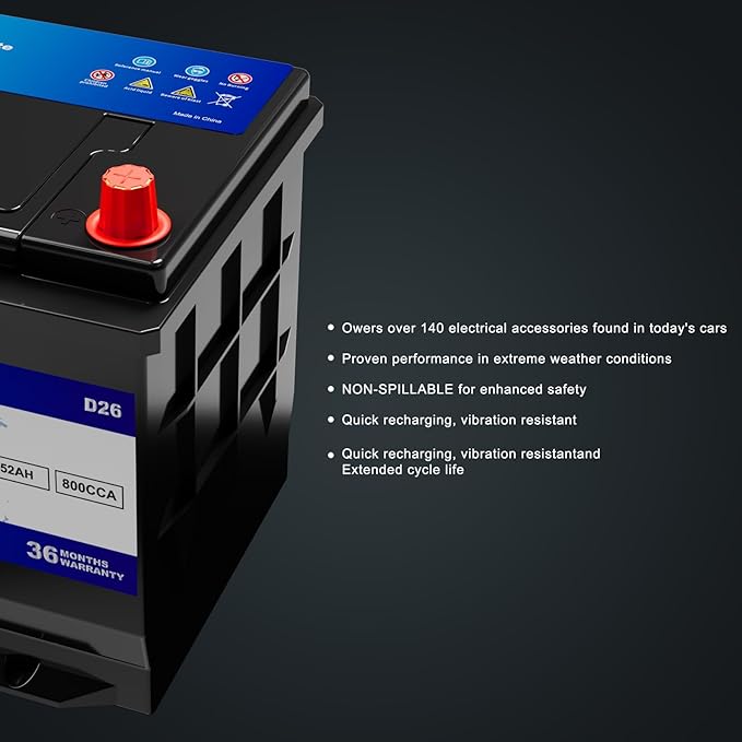 XINGCELL Kim Kirin12.8V 52Ah LiFePO4 Car Battery Group 24/D26 – Lithium Iron - Image 3