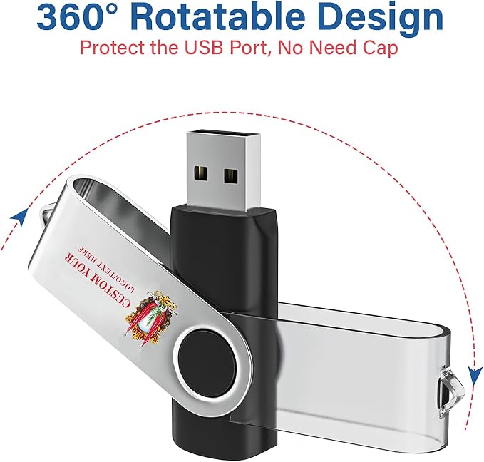 Personalized Flash Drives 256MB, Wooolken Customizable USB 2.0 Thumb Drives - Image 4