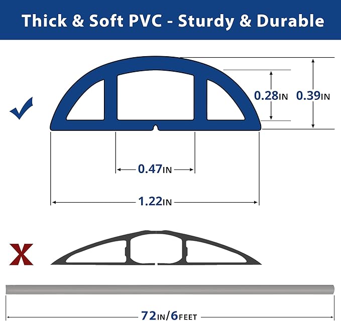 Cord Cover Floor 6ft Grey, PVC Floor Cable Cover, Cord Hider Floor Cord - Image 4